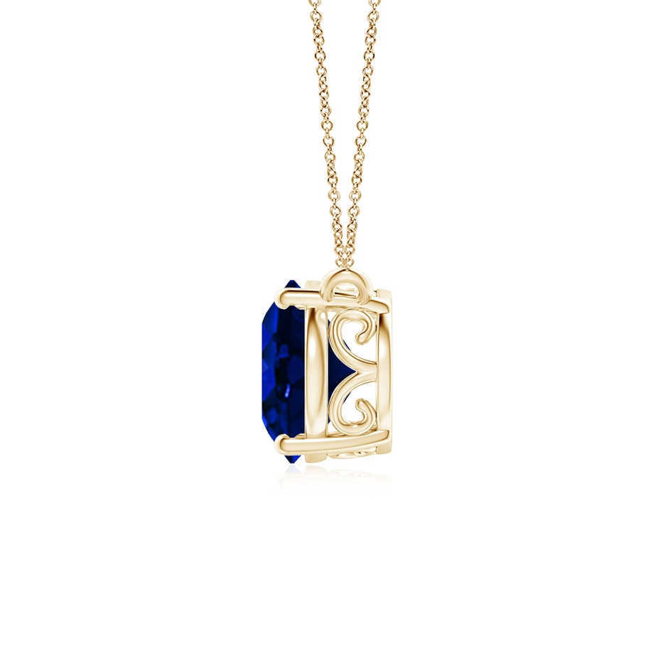 10x8mm Lab-Grown East-West Oval Blue Sapphire Solitaire Pendant in Yellow Gold side 199