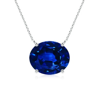 12x10mm Lab-Grown East-West Oval Blue Sapphire Solitaire Pendant in P950 Platinum