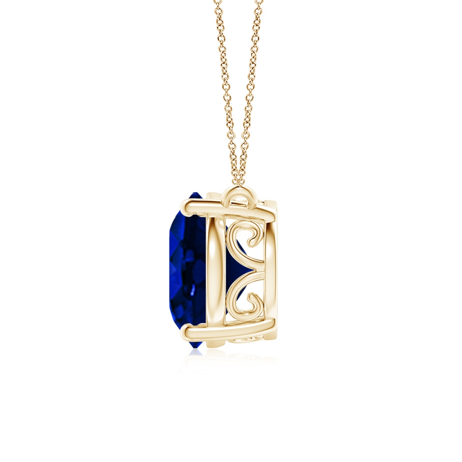 12x10mm Lab-Grown East-West Oval Blue Sapphire Solitaire Pendant in Yellow Gold side 199