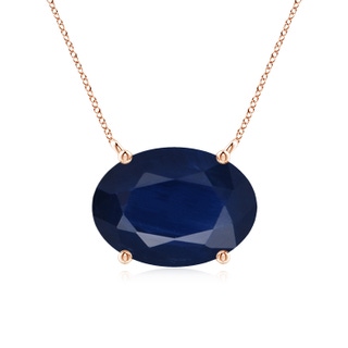14x10mm A East-West Oval Blue Sapphire Solitaire Pendant in Rose Gold