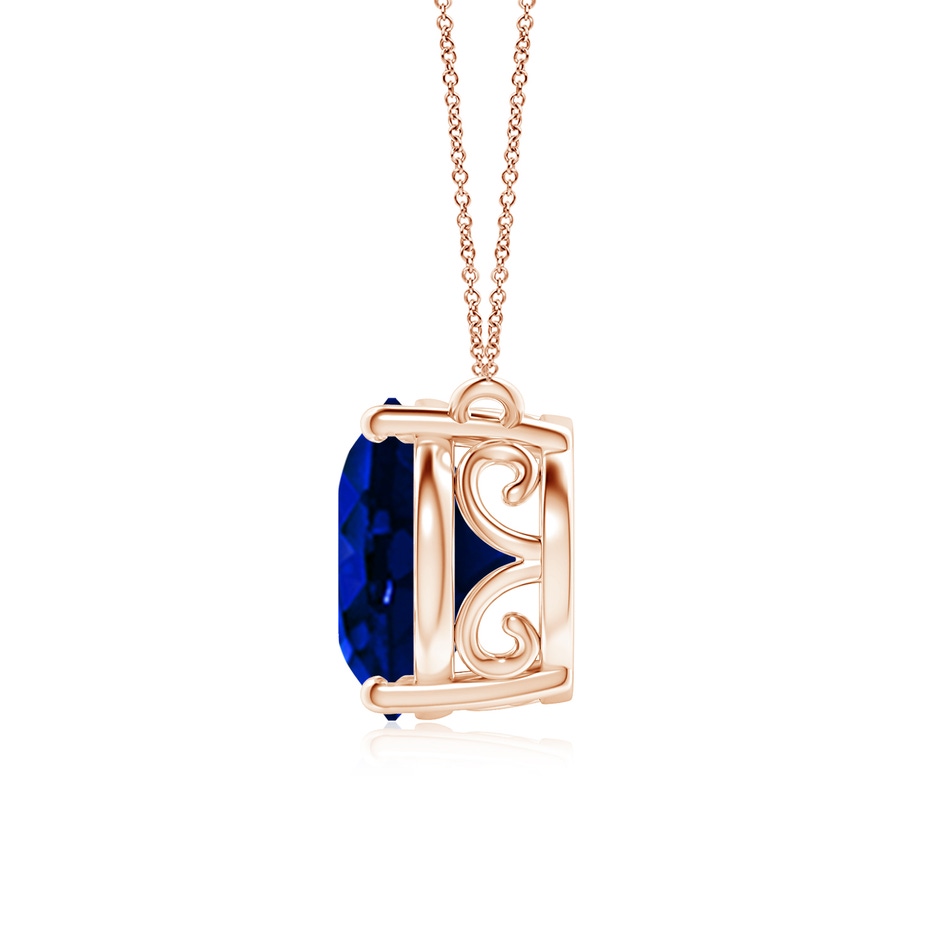 14x10mm Lab-Grown East-West Oval Blue Sapphire Solitaire Pendant in Rose Gold side 199