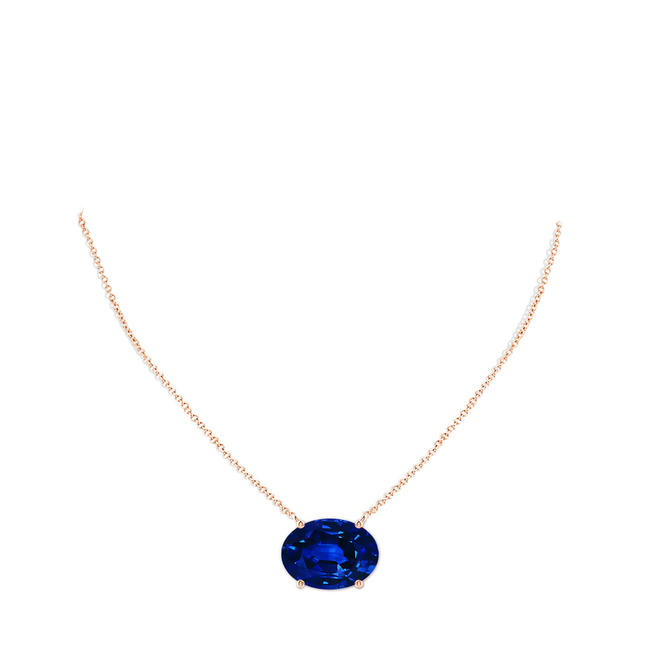 14x10mm Lab-Grown East-West Oval Blue Sapphire Solitaire Pendant in Rose Gold pen