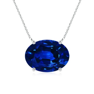 14x10mm AAAA East-West Oval Blue Sapphire Solitaire Pendant in S999 Silver