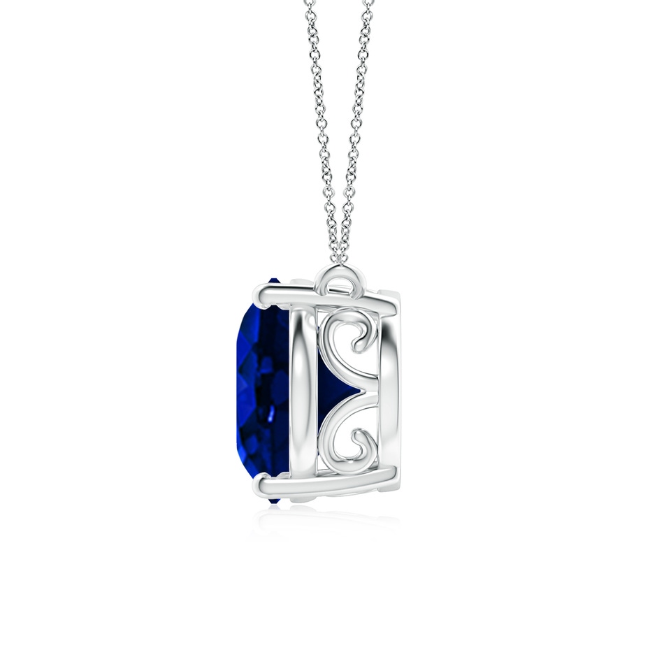 14x10mm Lab-Grown East-West Oval Blue Sapphire Solitaire Pendant in White Gold side 199