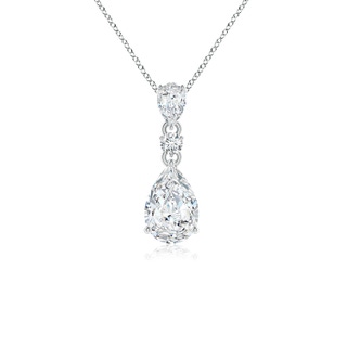 9x6mm GVS2 Pear and Round Diamond Three Stone Pendant in P950 Platinum