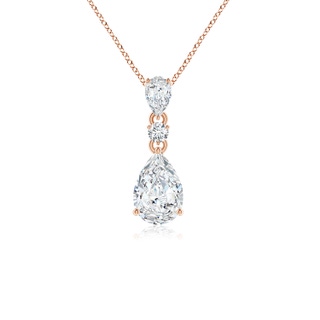 9x6mm GVS2 Pear and Round Diamond Three Stone Pendant in Rose Gold