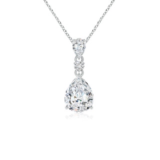 9x7mm HSI2 Pear and Round Diamond Three Stone Pendant in P950 Platinum