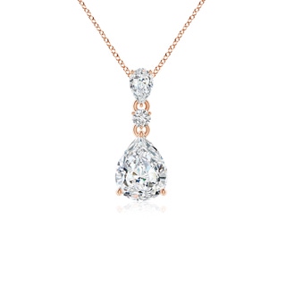 9x7mm HSI2 Pear and Round Diamond Three Stone Pendant in Rose Gold