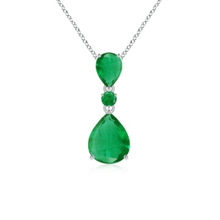 10x8mm AA Pear and Round Emerald Three Stone Pendant in P950 Platinum