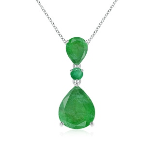 12x10mm A Pear and Round Emerald Three Stone Pendant in P950 Platinum