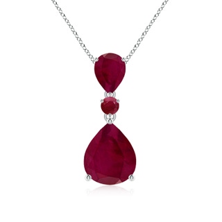 12x10mm A Pear and Round Ruby Three Stone Pendant in P950 Platinum