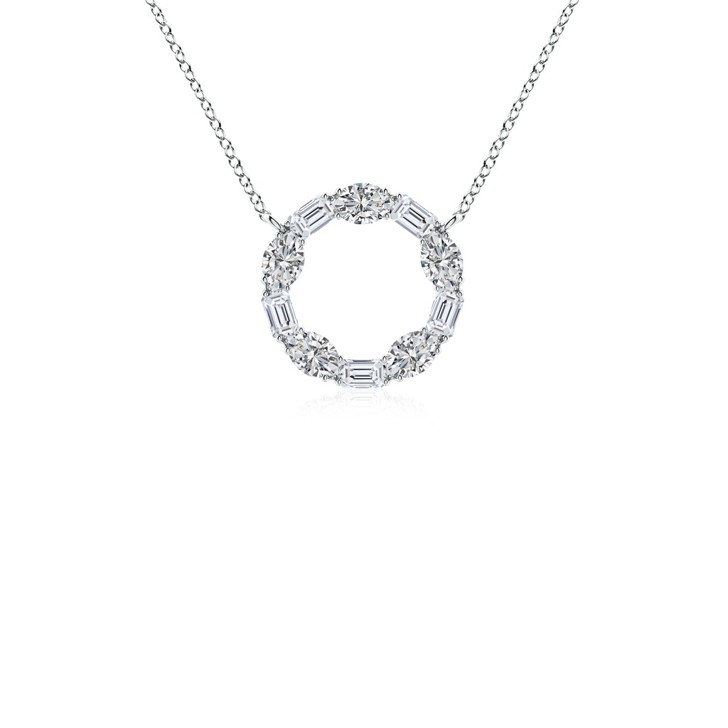 3x2mm HSI2 Emerald-Cut and Oval Diamond Circle of Life Pendant in White Gold