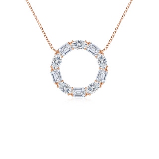 4x3mm GVS2 Emerald-Cut and Oval Diamond Circle of Life Pendant in Rose Gold