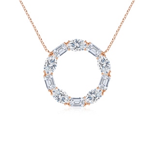 5x3mm GVS2 Emerald-Cut and Oval Diamond Circle of Life Pendant in Rose Gold