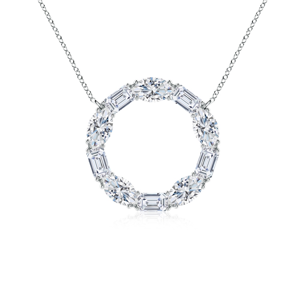 5x3mm GVS2 Emerald-Cut and Oval Diamond Circle of Life Pendant in White Gold