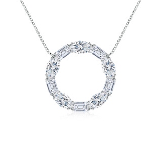 5x3mm GVS2 Emerald-Cut and Oval Diamond Circle of Life Pendant in White Gold