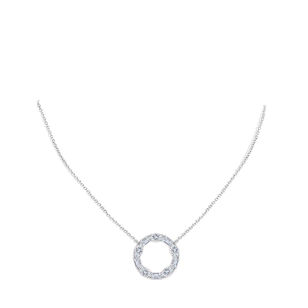 5x3mm GVS2 Emerald-Cut and Oval Diamond Circle of Life Pendant in White Gold pen