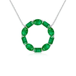 5x3mm AAA Emerald-Cut and Oval Emerald Circle of Life Pendant in P950 Platinum