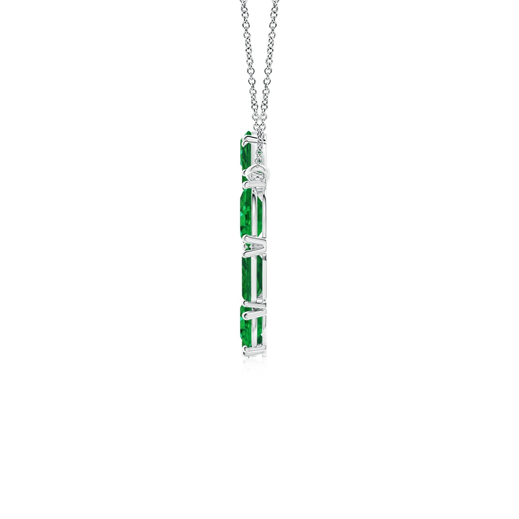 5x3mm AAA Emerald-Cut and Oval Emerald Circle of Life Pendant in White Gold Side 199