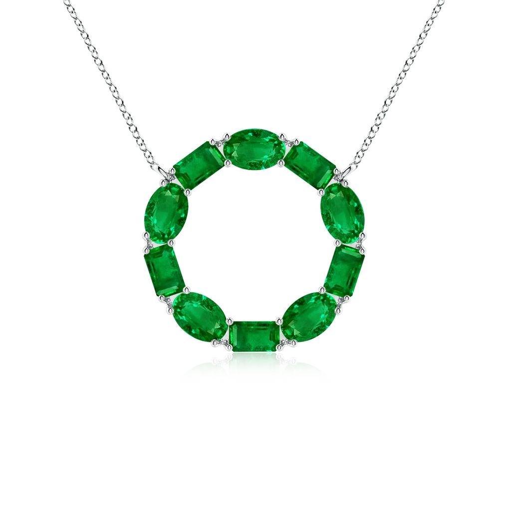 5x3mm AAAA Emerald-Cut and Oval Emerald Circle of Life Pendant in P950 Platinum