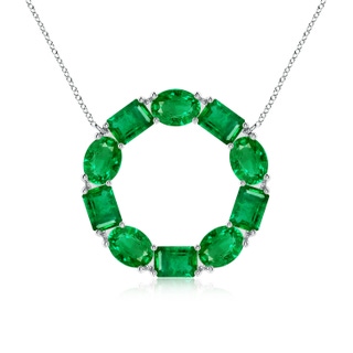 6x4mm AAA Emerald-Cut and Oval Emerald Circle of Life Pendant in P950 Platinum