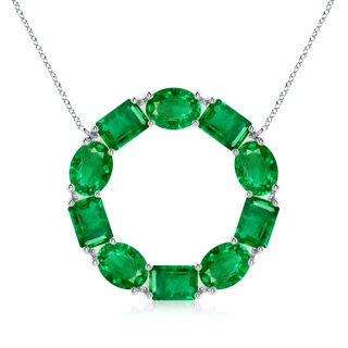 7x5mm AAA Emerald-Cut and Oval Emerald Circle of Life Pendant in S999 Silver