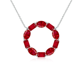 5x3mm AAA Emerald-Cut and Oval Ruby Circle of Life Pendant in P950 Platinum