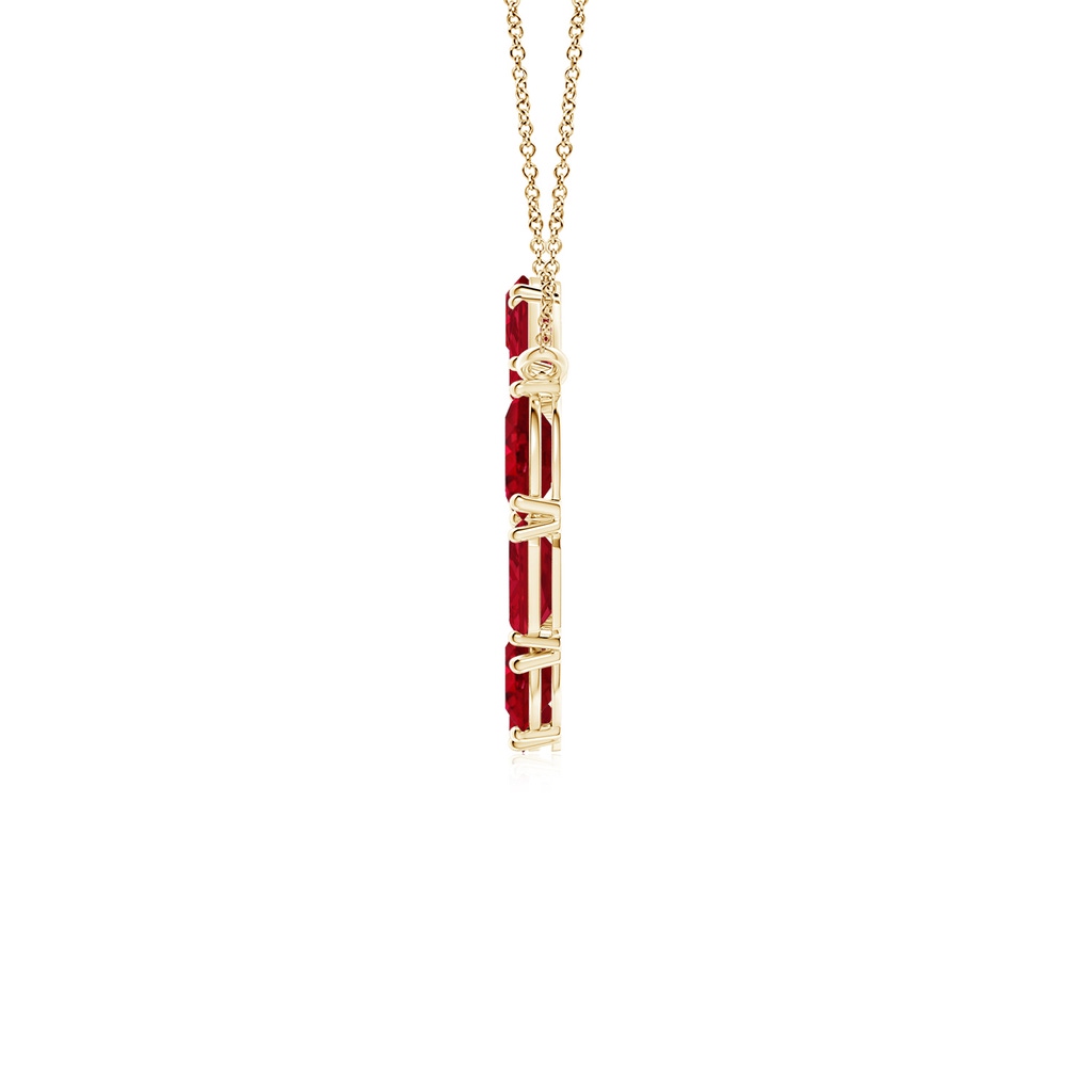 5x3mm AAA Emerald-Cut and Oval Ruby Circle of Life Pendant in Yellow Gold Side 199
