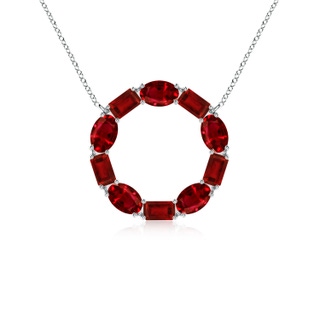 5x3mm AAAA Emerald-Cut and Oval Ruby Circle of Life Pendant in P950 Platinum