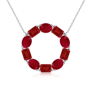 6x4mm AA Emerald-Cut and Oval Ruby Circle of Life Pendant in P950 Platinum