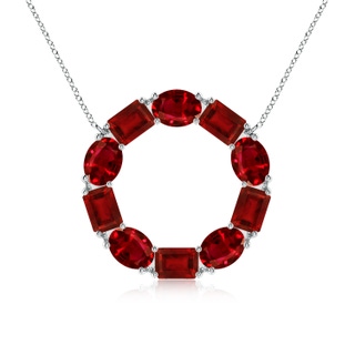 6x4mm AAAA Emerald-Cut and Oval Ruby Circle of Life Pendant in P950 Platinum