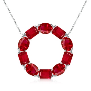 7x5mm AAA Emerald-Cut and Oval Ruby Circle of Life Pendant in P950 Platinum