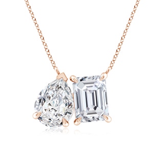 7.5x5.5mm HSI2 Emerald-Cut & Pear Diamond Two-Stone Pendant with Filigree in 18K Rose Gold