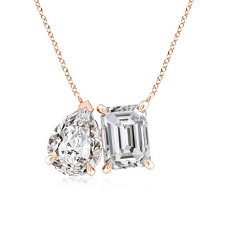 7.5x5.5mm IJI1I2 Emerald-Cut & Pear Diamond Two-Stone Pendant with Filigree in 18K Rose Gold