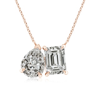 7.5x5.5mm KI3 Emerald-Cut & Pear Diamond Two-Stone Pendant with Filigree in Rose Gold