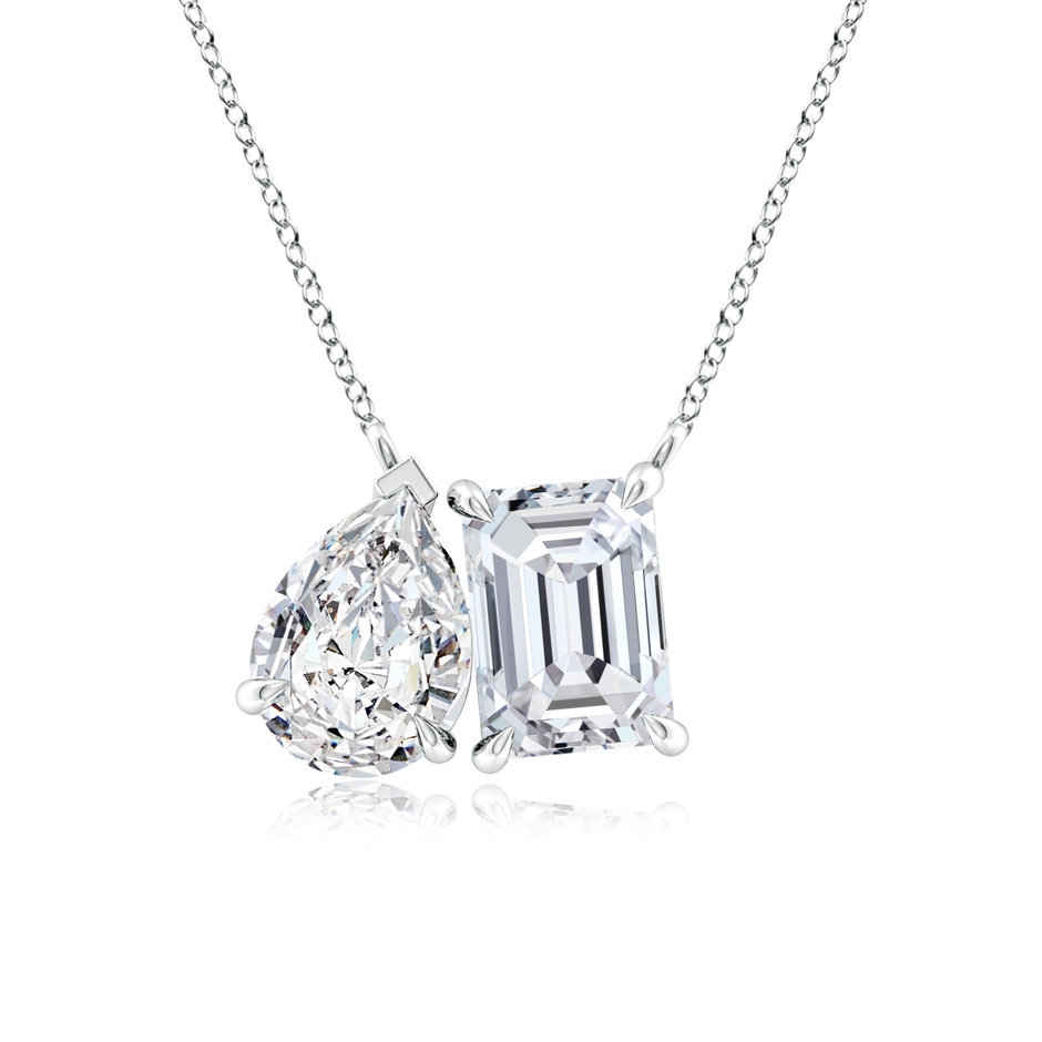 7x5mm HSI2 Emerald-Cut & Pear Diamond Two-Stone Pendant with Filigree in White Gold 