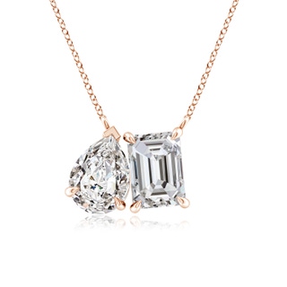 7x5mm IJI1I2 Emerald-Cut & Pear Diamond Two-Stone Pendant with Filigree in 18K Rose Gold