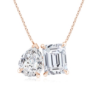 8.5x6.5mm HSI2 Emerald-Cut & Pear Diamond Two-Stone Pendant with Filigree in 18K Rose Gold