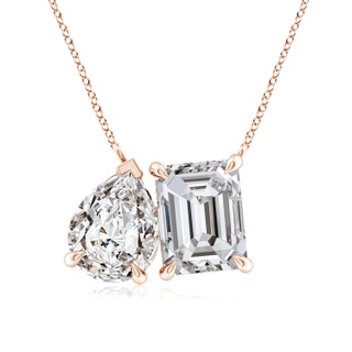 8.5x6.5mm IJI1I2 Emerald-Cut & Pear Diamond Two-Stone Pendant with Filigree in 18K Rose Gold