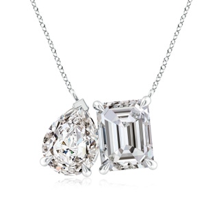 8.5x6.5mm IJI1I2 Emerald-Cut & Pear Diamond Two-Stone Pendant with Filigree in P950 Platinum