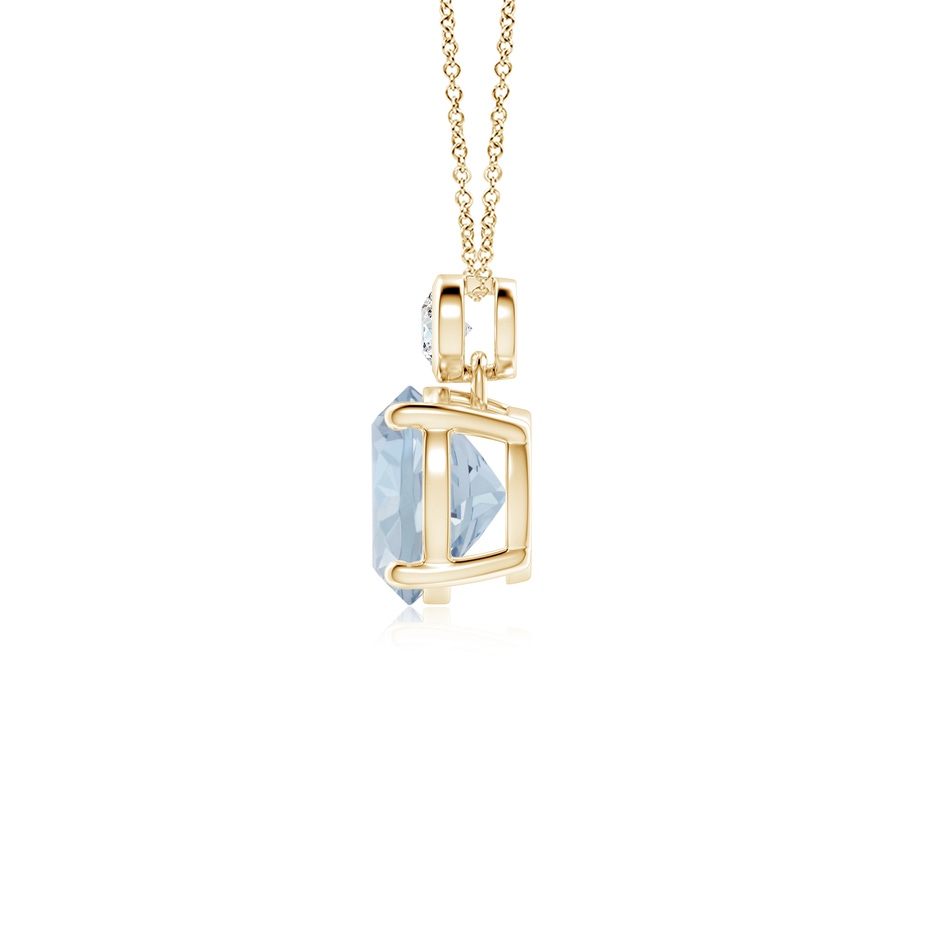 7mm A Round Aquamarine Pendant with Bezel-Set Diamond in Yellow Gold side 199