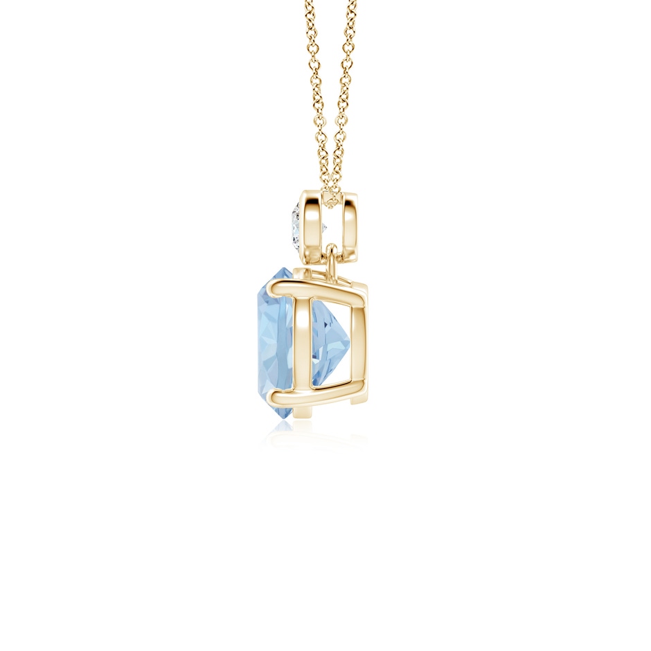 7mm AA Round Aquamarine Pendant with Bezel-Set Diamond in Yellow Gold side 199
