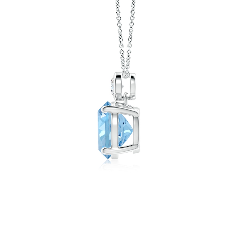 7mm AAAA Round Aquamarine Pendant with Bezel-Set Diamond in P950 Platinum side 199