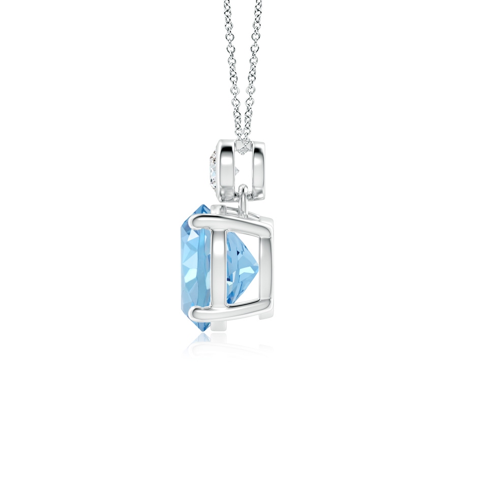 8mm AAAA Round Aquamarine Pendant with Bezel-Set Diamond in White Gold side 199