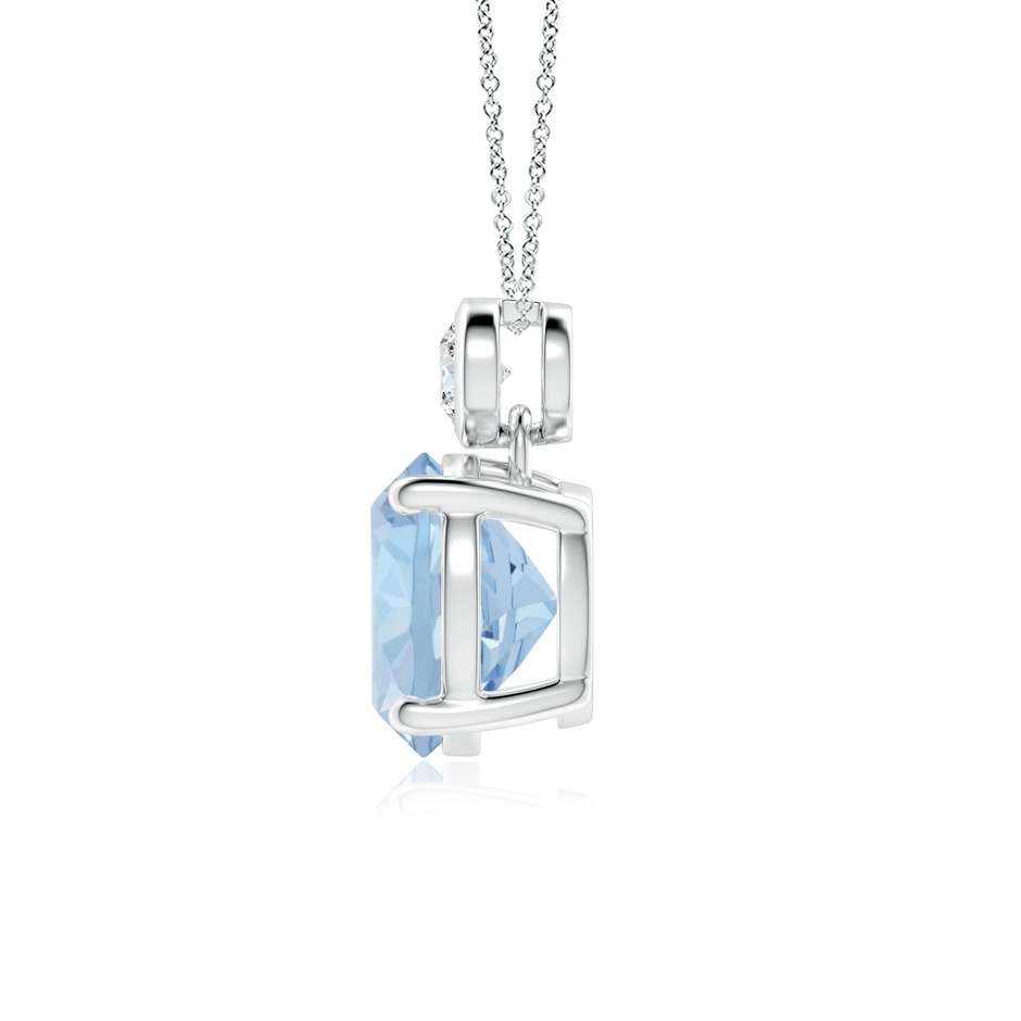9mm AA Round Aquamarine Pendant with Bezel-Set Diamond in White Gold side 199