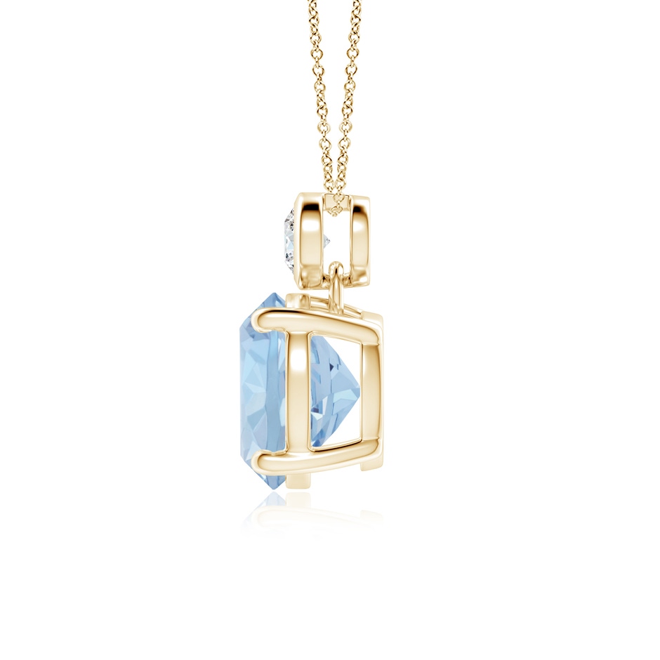 9mm AA Round Aquamarine Pendant with Bezel-Set Diamond in Yellow Gold side 199