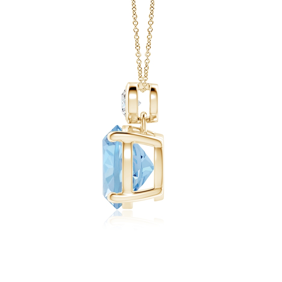 9mm AAA Round Aquamarine Pendant with Bezel-Set Diamond in Yellow Gold side 199