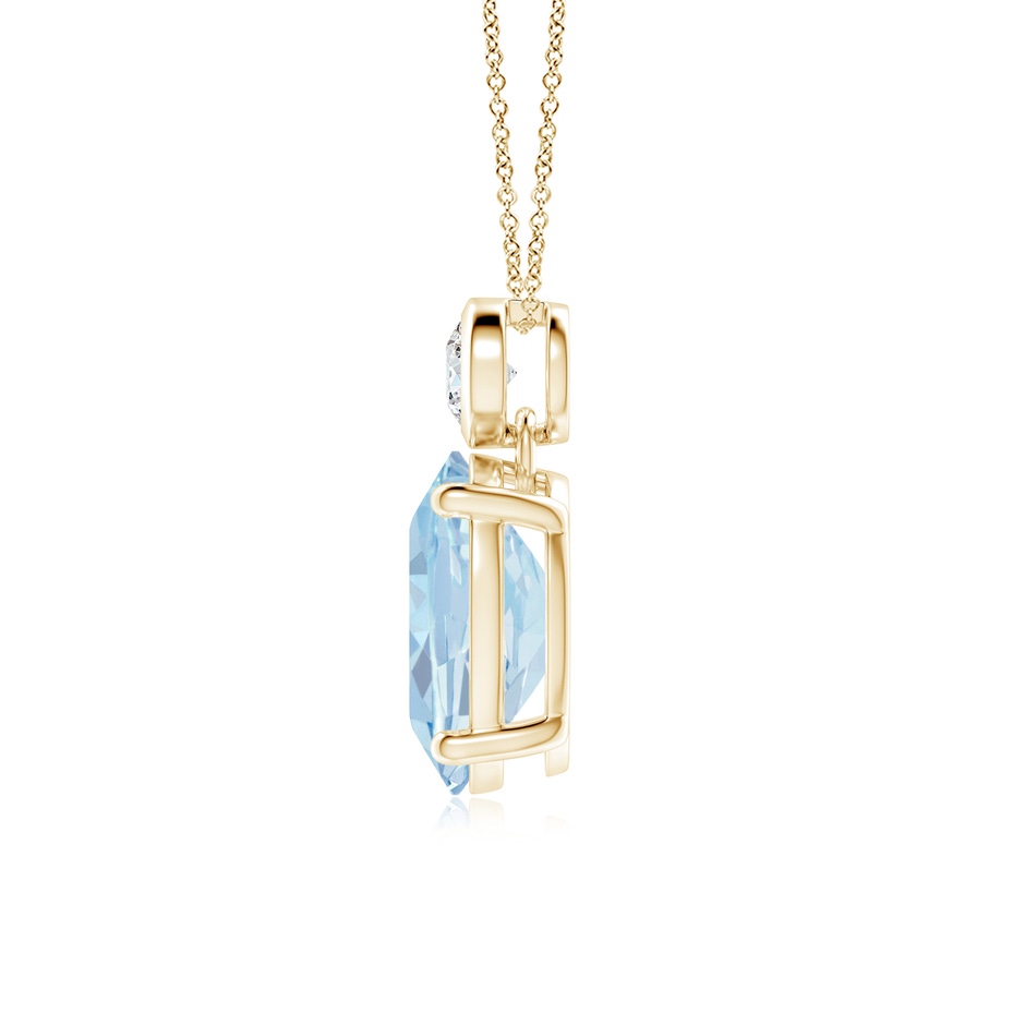 10x8mm A Oval Aquamarine Pendant with Bezel-Set Diamond in Yellow Gold side 199