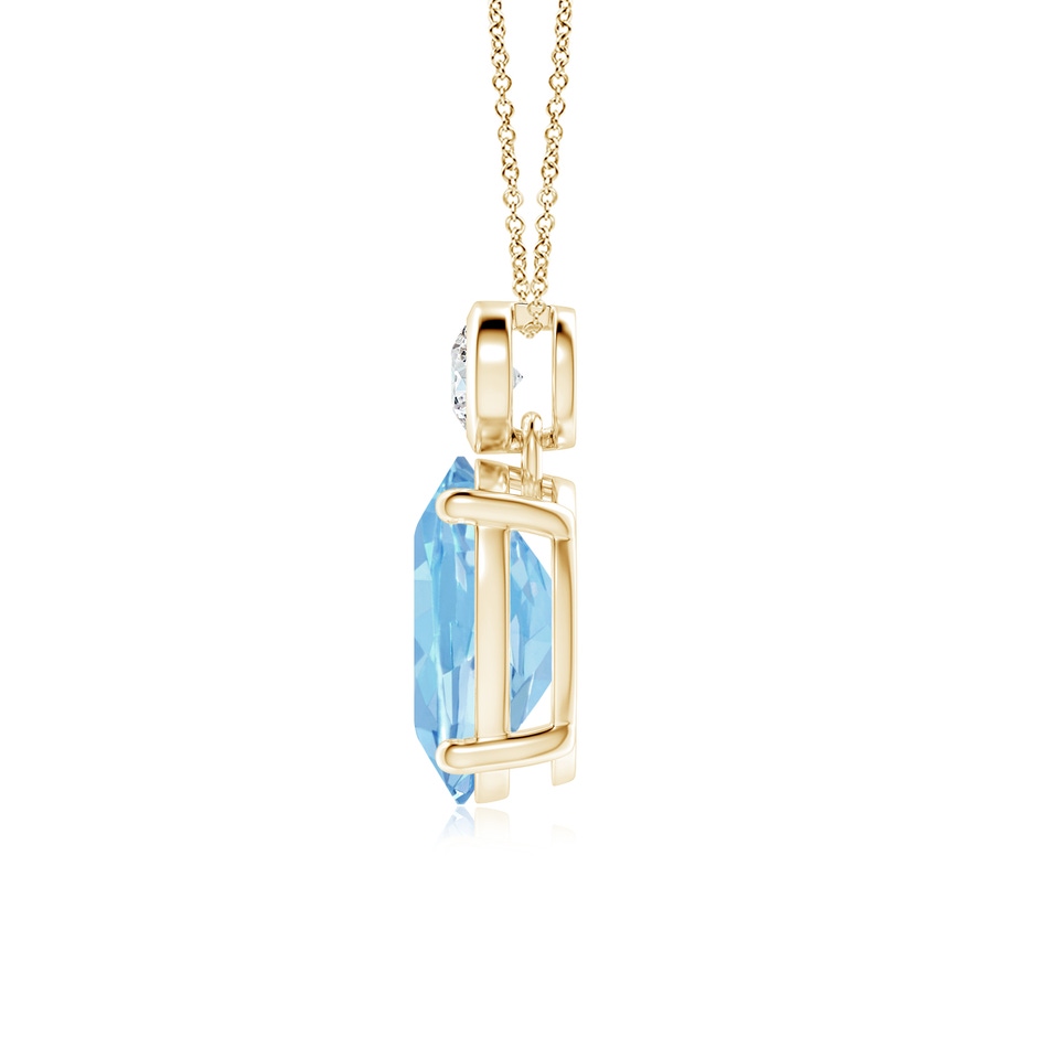 10x8mm AAAA Oval Aquamarine Pendant with Bezel-Set Diamond in Yellow Gold side 199