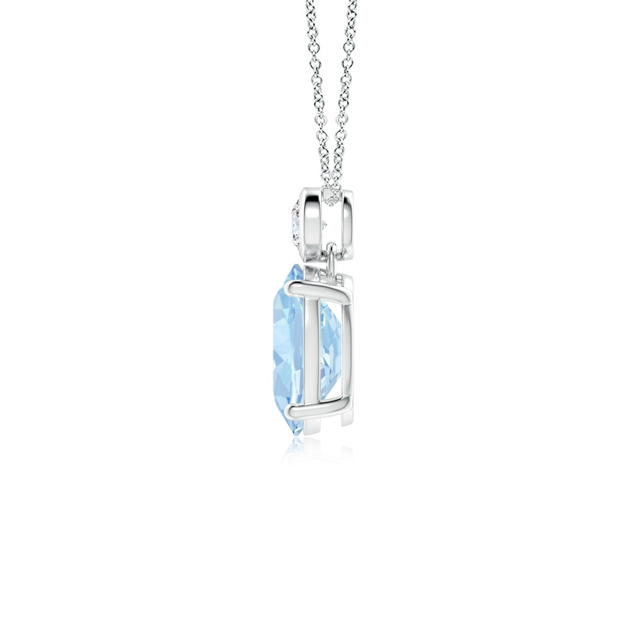 8x6mm AA Oval Aquamarine Pendant with Bezel-Set Diamond in S999 Silver side 199